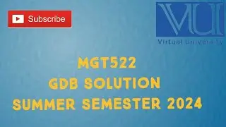 MGT522 GDB Solution Summer Semester 2024 | mgt522 GDB Solution 2024 Summer Semester