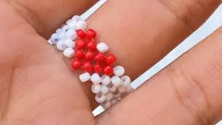 خاتم على شكل قلب بالخرز ❤️  beaded heart ring ❤️