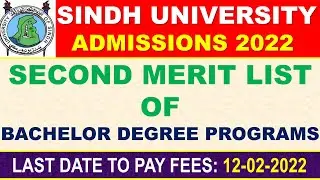 Sindh University SECOND MERIT LIST of Bachelor Degree Programs | Sindh University Admissions 2022