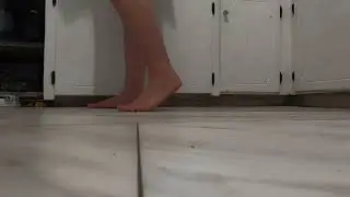 Washing dishes barefoot tiny POV