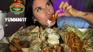 WING STOP MUKBANG ASMR | Mango Habanero, Louisiana Rub,Lemon Pepper and Original Hot with Fries