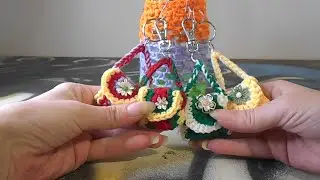 Quick Easy Crochet key chain handbag make as many as you can sell.