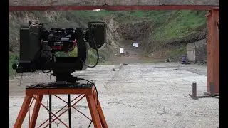 PITBULL practicing its algorithm for shooting moving targets.Thank you DOGO for pulling my target.