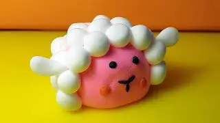 Овечка из пластилина. Plasticine sheep DIY clay craft. Что сделать из пластилина?