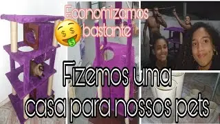 DIY|FIZEMOS UMA CASA COM ARRANHADORES PARA NOSSOS GATOS|FICOU LINDA ♡