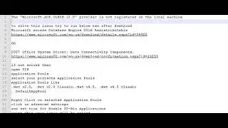 The 'Microsoft ACE OLEDB 12 0' provider is not registered on the local machine