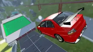 Car Jumping into Acid Pool - BeamNG drive