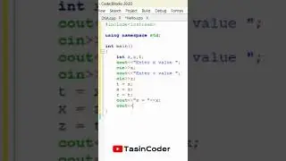 C++ program to swap values of two int variables using third variable ||  