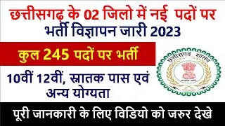 Cg Job : छत्तीसगढ़ 245 पदों पर नौकरी भर्ती 2023 | cg 10 pass naukri bharti #bilaspur_news_today