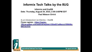 Informix and OneDB 20230824 1700 1