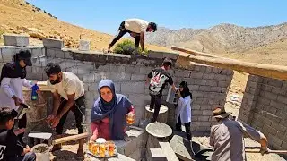 A nomadic family's relentless effort in building a house alongside a pregnant woman