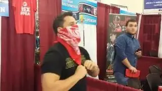 Steve Cardenas wearing my #OccupyPMC Red Ranger bandana design