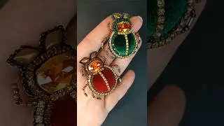 Брошь ЖУК с авантюрином ✅в наличии, 1800 р☀ #brooch #beads #бисер #jewellery #music #скарабей #diy