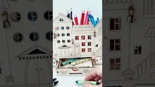 Органайзер для канцелярии "Сказочные домики" Robokub. Подставка для карандашей и ручек.