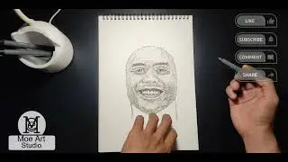 Drawing sketch tanboy kun using pen By Moe Art Studio