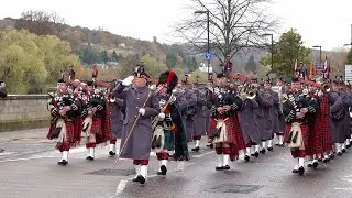 Royal Regiment of Scotland Bands lead 2019 Remembrance Day Military Parade in the City Of Perth