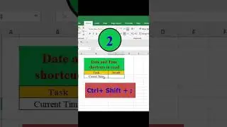 😱👌Date and Time Shortcut in Excel😎🤢 | #shorts #short #shortvideo #ytshorts #whatsappstatus #facebook