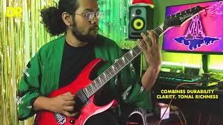 Tathagata Majumdar trying out the Dragon Skin Electric Strings by DR Strings.