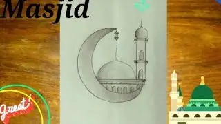 How to draw masjid II Masjid drawing tutorial II For kids easy step by step