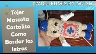 Mascota COSTALITO CRUZ AZUL  COMO BORDAR LAS LETRAS