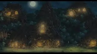 Silent Night At The Forest Folk | Fantasy Ambience Music | 🌒Simple Animation Art☄️