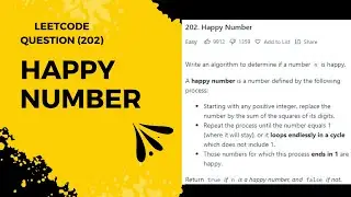 DSA Question - (202) Happy number (leetcode) #leetcodesolutions #dsaquestions