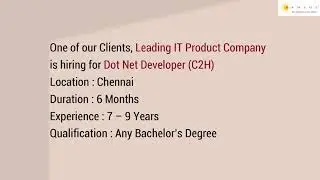 Dot Net Developer | Dot Net Jobs | Dot net | .Net | .Net Jobs