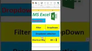 Drop down Filter Selection Shortcut key in excel I Dropdown Filter Shortcut key in MS Excel I Shorts