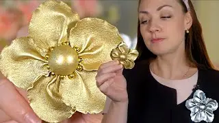 Цветок Брошь канзаши из ЭКО-кожи Металлик DIY