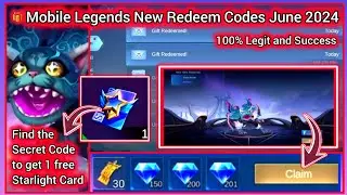 Mobile Legends Redeem Code June 1 2024 - ML Diamond Codes + Secret Code to get 1 free Starlight Card
