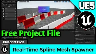 Real-Time 🤯Spline Mesh Spawner Free Project File UnrealEngine 5🔥Free Project Spline Mesh Generate