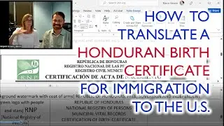 How to Translate a Honduran Birth Certificate into English for Immigration