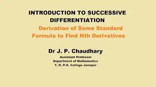 Introduction To Successive Differentiation || Formula for Nth Derivative of Some Functions