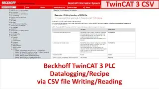 BK17. Beckhoff TwinCAT 3 Datalogging or Recipe via CSV Reading and Writing