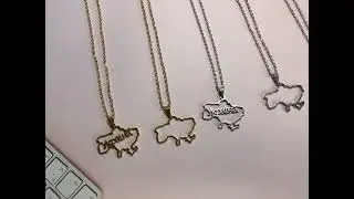 Ланцюжок зі сталі з підвіскою карта України, патріотичний ланцюжок