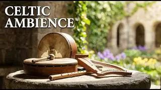 Celtic Instrumental Music for Study & Relaxation • Harp, Flute & Bodhrán (Spring Courtyard, 3 Hours)
