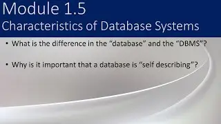 1.5 - Characteristics of Database Systems