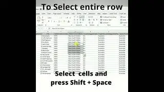 Excel shortcut to select the row(s)