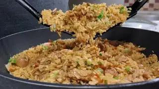 Все на одной сковороде и никакой КАЗАН НЕ НУЖЕН! Вкуснейший УЖИН из риса с мясом СУПЕР БЫСТРЫЙ ПЛОВ!