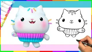 How To Draw Cakey Cat From Gabby's Dollhouse | Draw 4u Step by Step