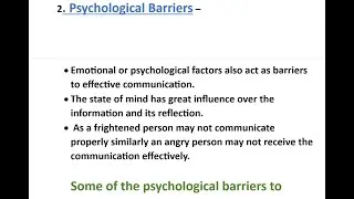 Barriers to effective communication - Psychological barriers | Directing | Chapter - 7 | Class - 12
