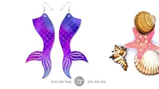 Mermaid earrings SVG cut file