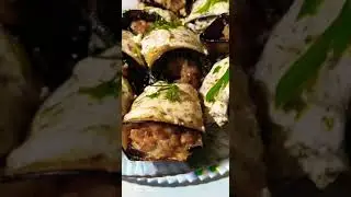 Рулетики из баклажанов с фаршем запечённые в духовке