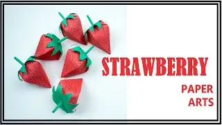 DIY paper Strawberries. Beautiful and easy paper art strawberries for all ages.