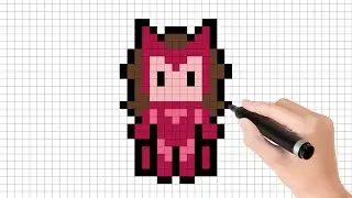 Cara menggambar Wanda Scarlet witch | Marvel Easy Pixel Art