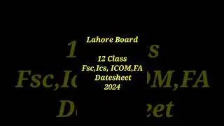 12 Class Datesheet All Punjab Boards