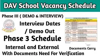 DAV Public School Vacancy Demo * Interview Schedule Updation March and April Month With Phase 3