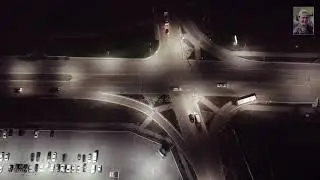 Ночной полет над новыми микрорайонами в городе Костанай