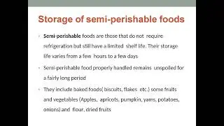 Composition and Storage of Food