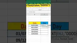 Convert date to Day in Excel #shorts